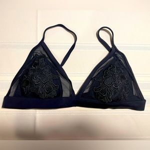 Black Floral Mesh Bikini Top